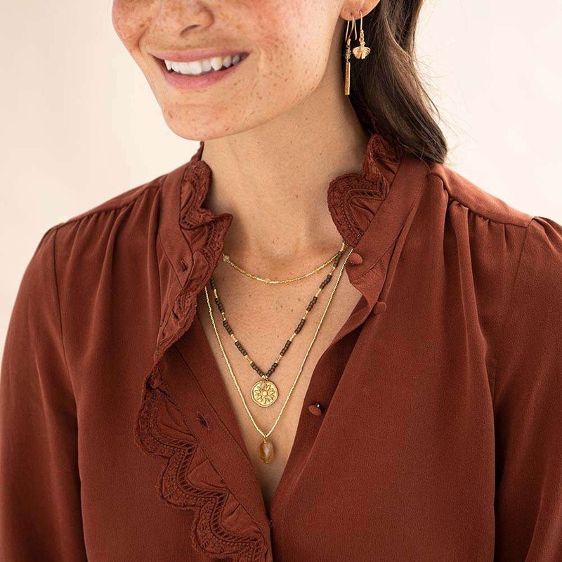 Caring Citrine Gold Colored Necklace Model