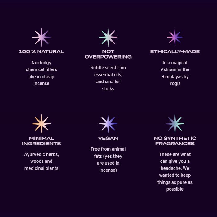 Cosmic Dealer Ayurvedic Incense: Dance Of The Cinnamon Moon - Features