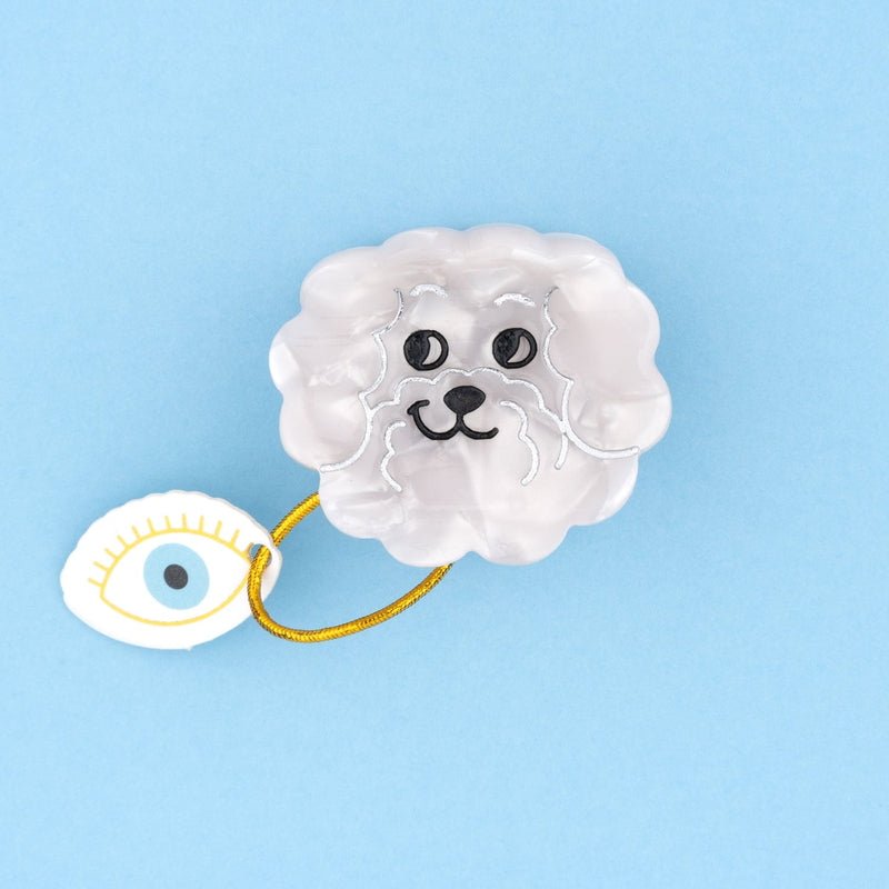 Bichon Mini Hair Claw with background