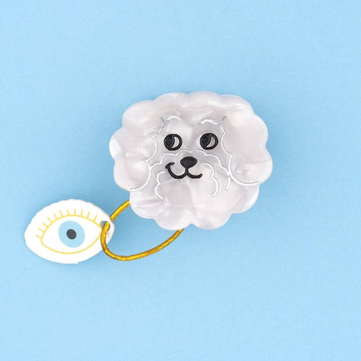 Bichon Mini Hair Claw with background