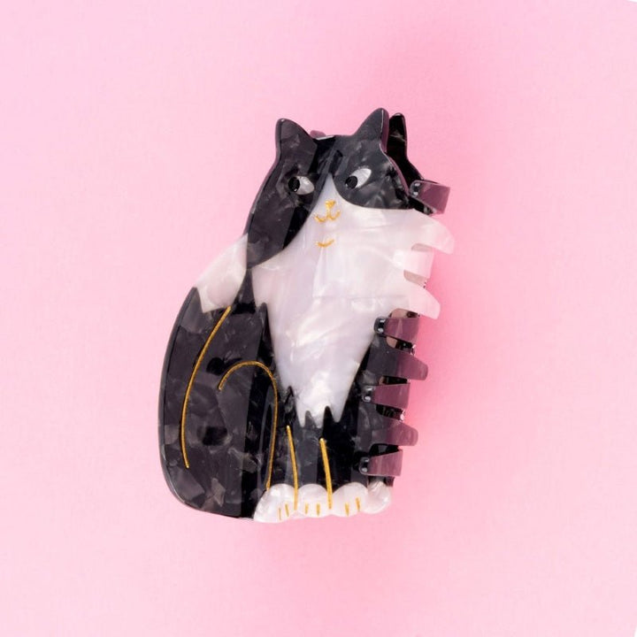 Coucou Suzette Black & White Cat Hair Claw - Produktbild rosa Hintergrund