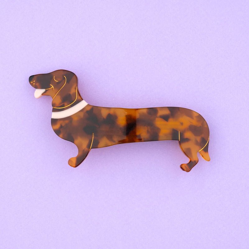 Dachhund French Barette Haarklammer mit Background