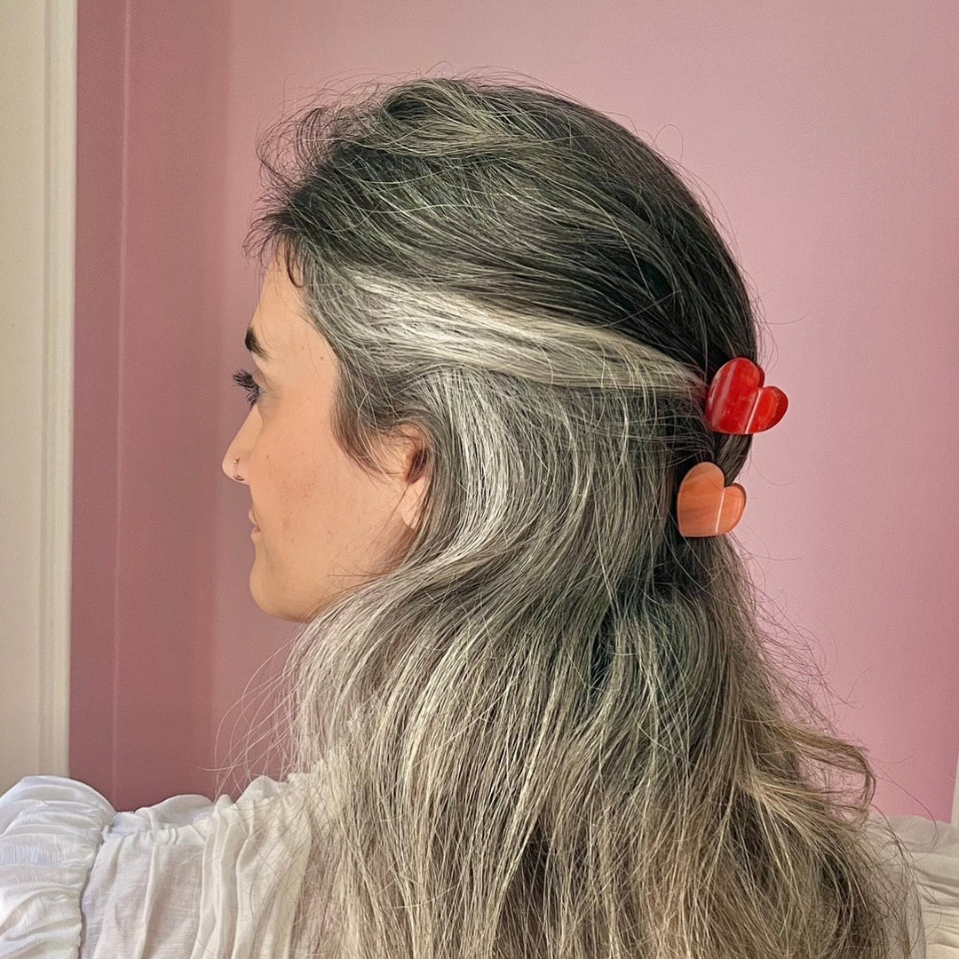 Coucou Suzette Pink Heart Mini Hair Claw - Model 3 Mood