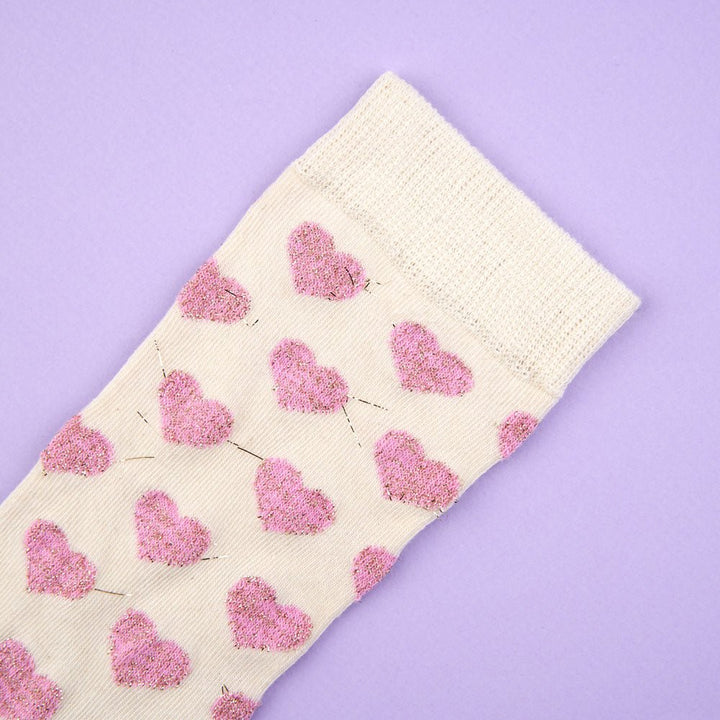 Coucou Suzette Pink Heart Socks - Details