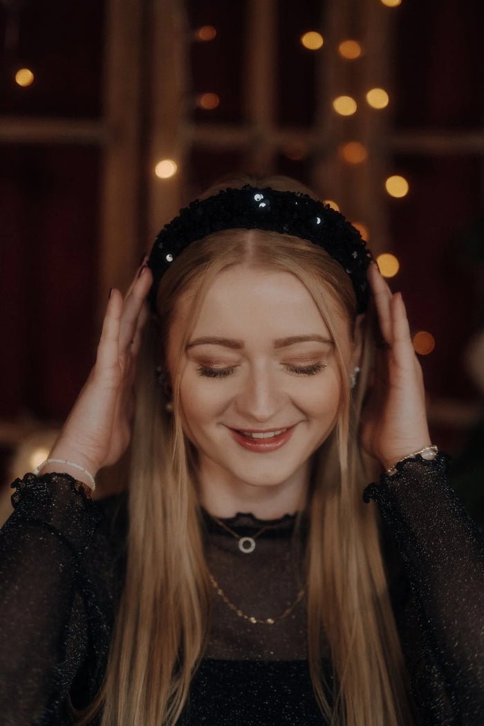 Haarreif Anne Pailletten Schwarz 3
