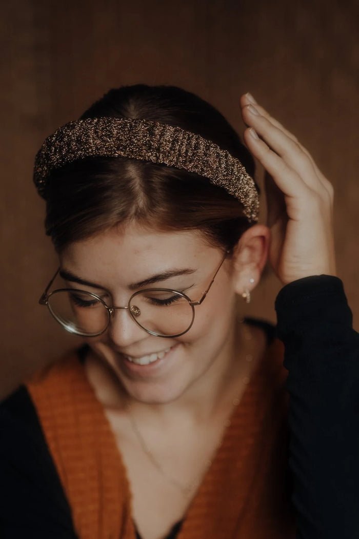 Haarreif Hilde Breit Gold Glitzer 3