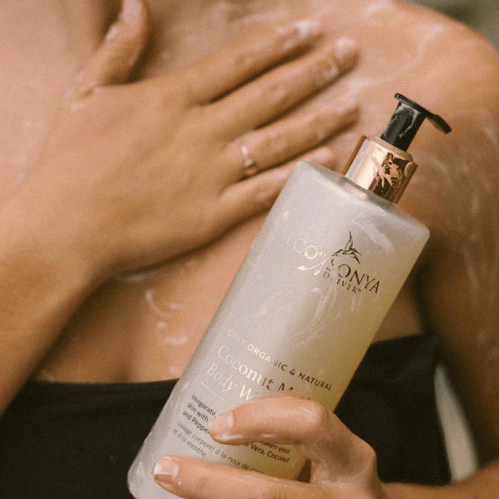 Organic Coconut And Mint Body Wash  - on body