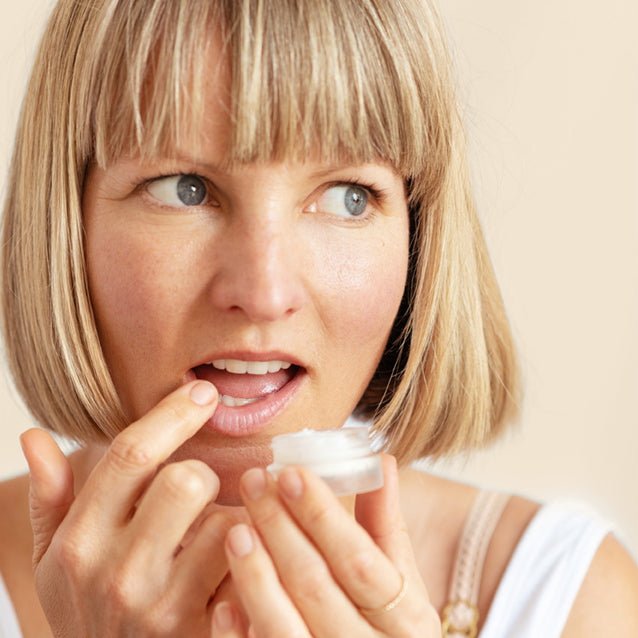 Ere Perez Cranberry Lip and Eye Butter - on lips