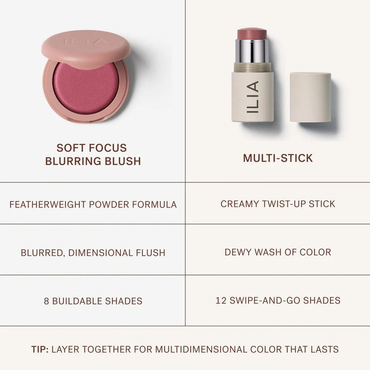 Ilia Beauty Soft Focus Blurring Blush - Vergleich mit dem Multi-Stick