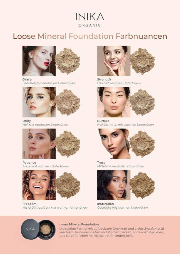 INIKA Organic Loose Mineral Foundation SPF 25 - Swatchfinder