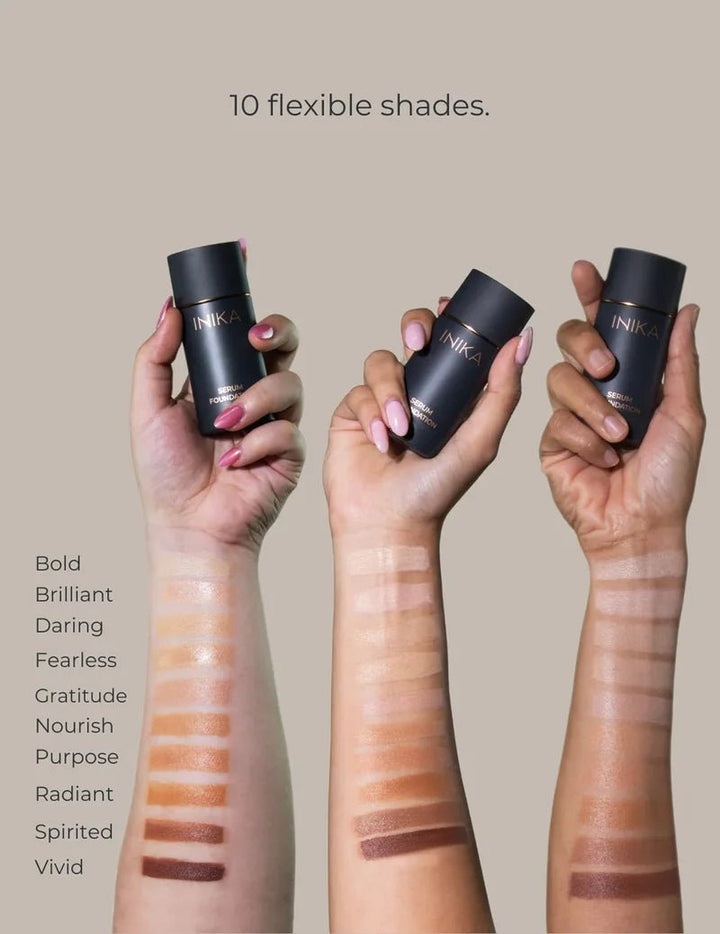 INIKA Organic Serum Foundation - Model Swatches