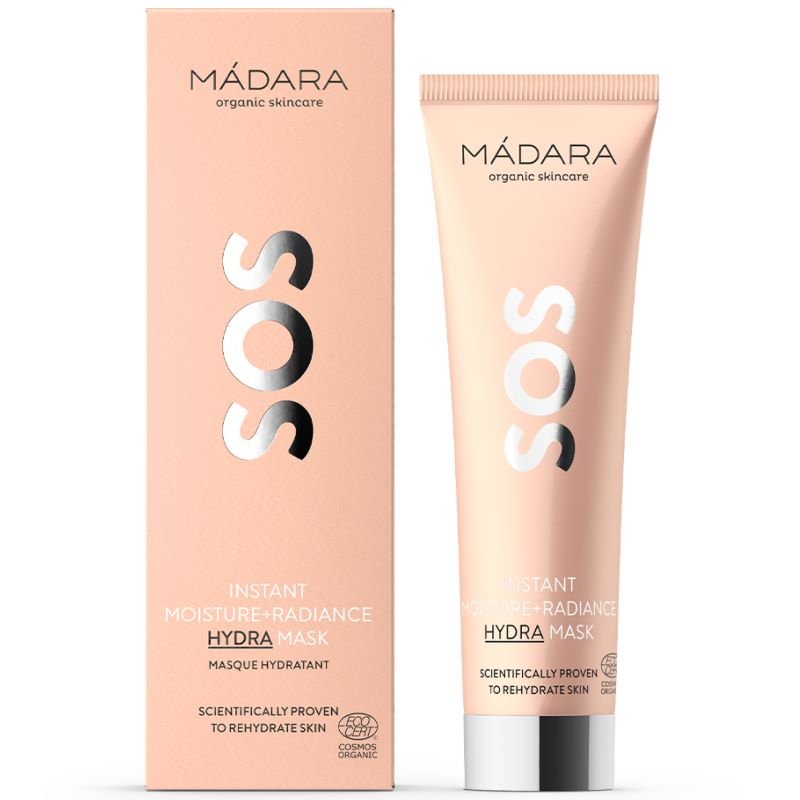 Mádara SOS Hydra Instant Moisture & Radiance Mask - Freisteller Tube und Verpackung