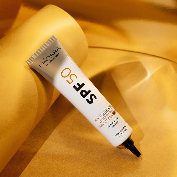 Mádara SPF50 Plant Stem Cell Ultra-Shield Sunscreen 40 ml - styled photo