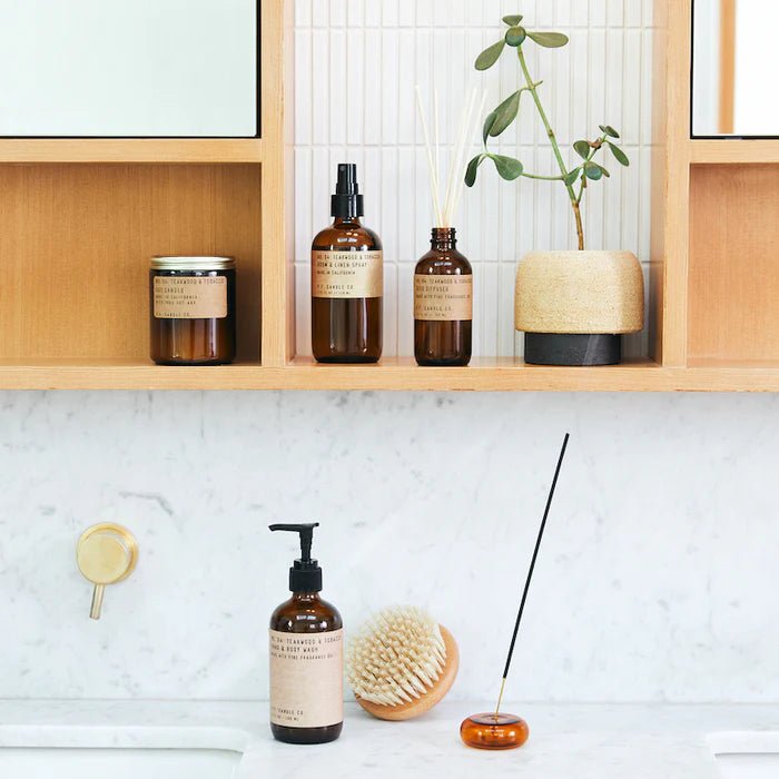 P.F. Candle Co. No. 04 Teakwood & Tobacco Room & Linen Spray - Teakwood and Tobacco Collection