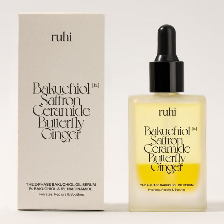 Ruhi The 2-Phase Bakuchiol Oil Serum & Niacinamid - Flasche mit Verpackung