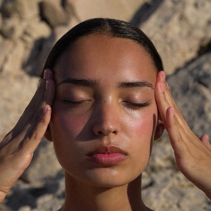 Ruhi Rituals The Probiotic Hyaluronic Serum on face