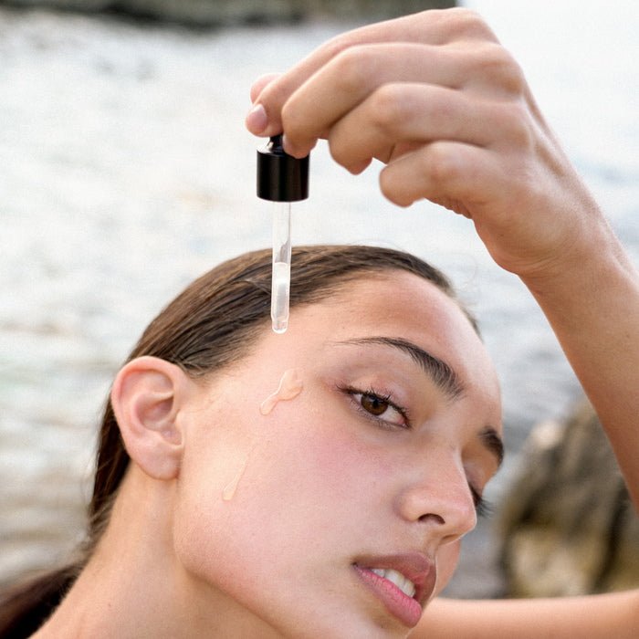 Ruhi Rituals The Probiotic Hyaluronic Serum Model on skin