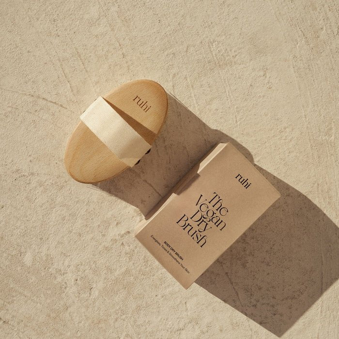 Ruhi The Vegan Dry Brush and Packaging