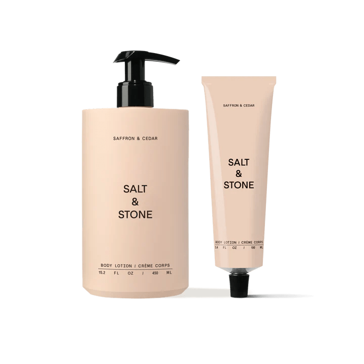 Body Lotion Saffron & Cedar - bottel and tube