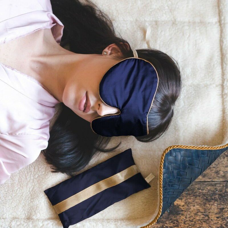 Pure Mulberry Silk One Strap Eye Mask Navy Mood