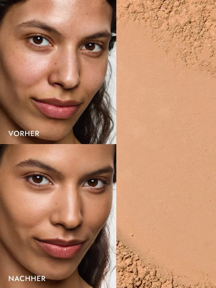 Und Gretel Wolken Refillable SPF 50+ Compact Powder - Tanned 03 Vorher und Nachher