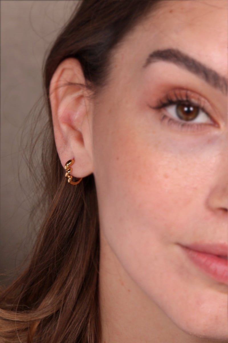 Waekura Mini Curl Earrings - Model Close-up