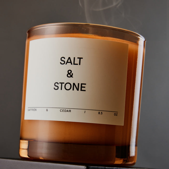 Salt & Stone Saffron & Cedar Candle - Mood Smoke 