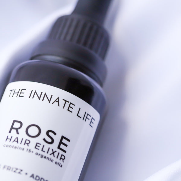 The Innate Life Rose Hair Elixir 30 ml - close up bottle