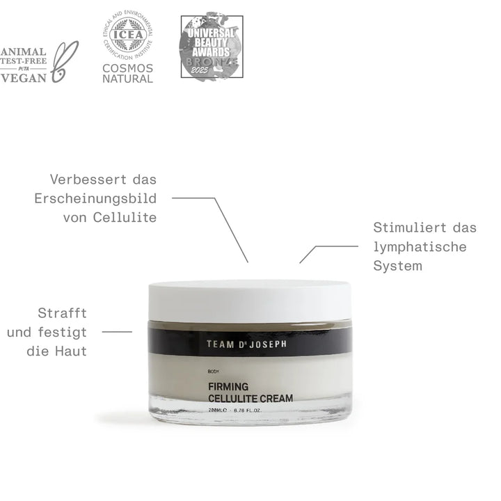 Firming Cellulite Cream von Team Dr Joseph - Zertifizierungen und Wirkung