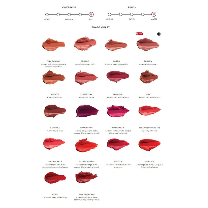 Fruit Pigmented Cocoa Butter Matte Lipstick Shade Chart