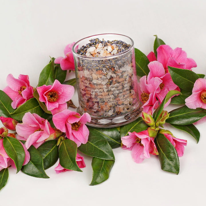 Tranquil Isle Relaxing Bath Salts Mood with flowers