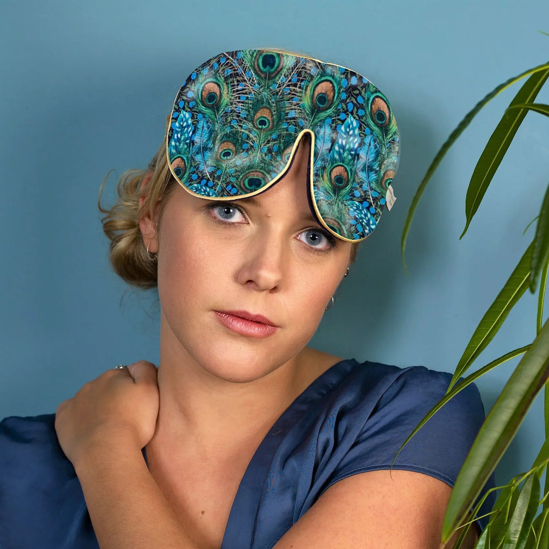 Pure Mulberry Silk Lavender Eye Mask Peacock Manor Liberty Model