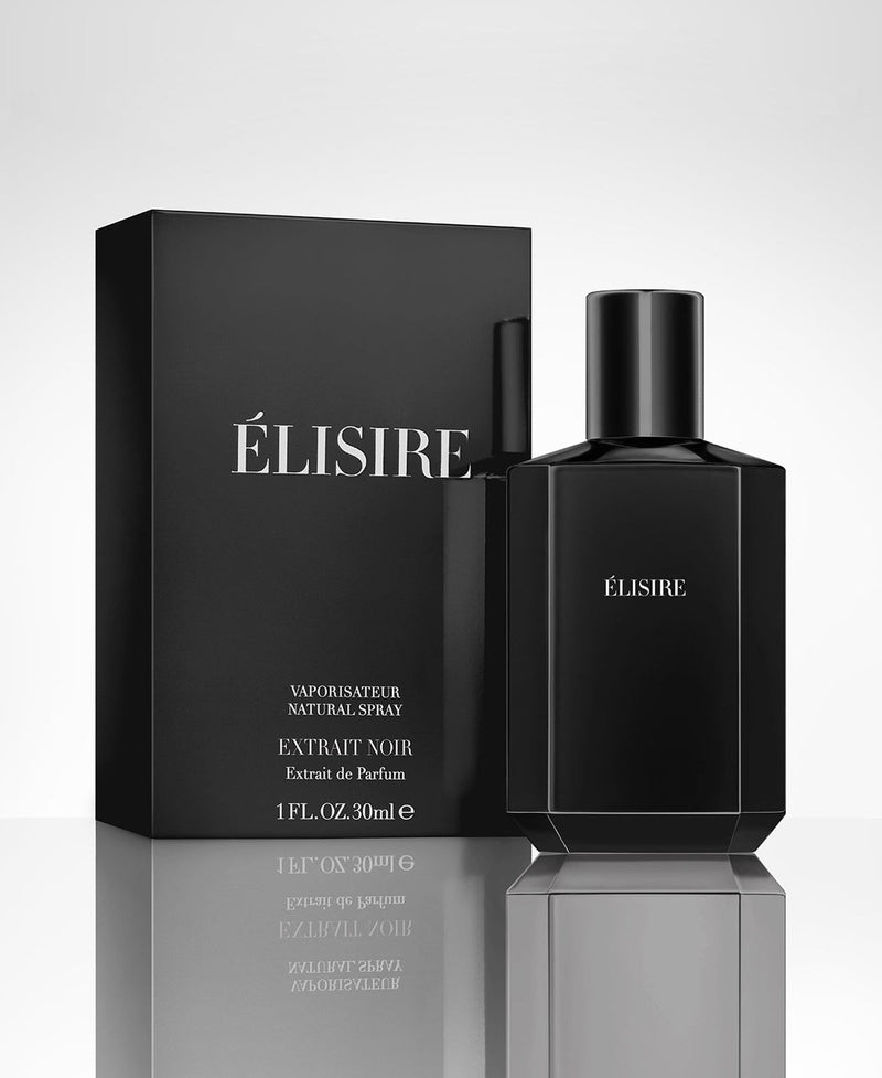 Élisire Extrait Noir with reflection
