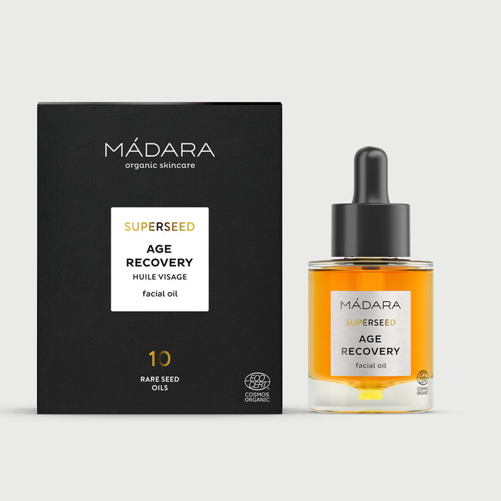 Mádara Superseed Age Recovery Facial Oil with packaging