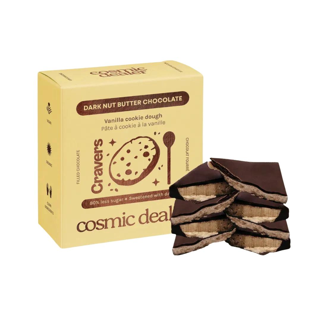 Cosmic Dealer Vanilla Cookie Dough Chakra Chocolates mit Haselnuss-Vanille-Füllung