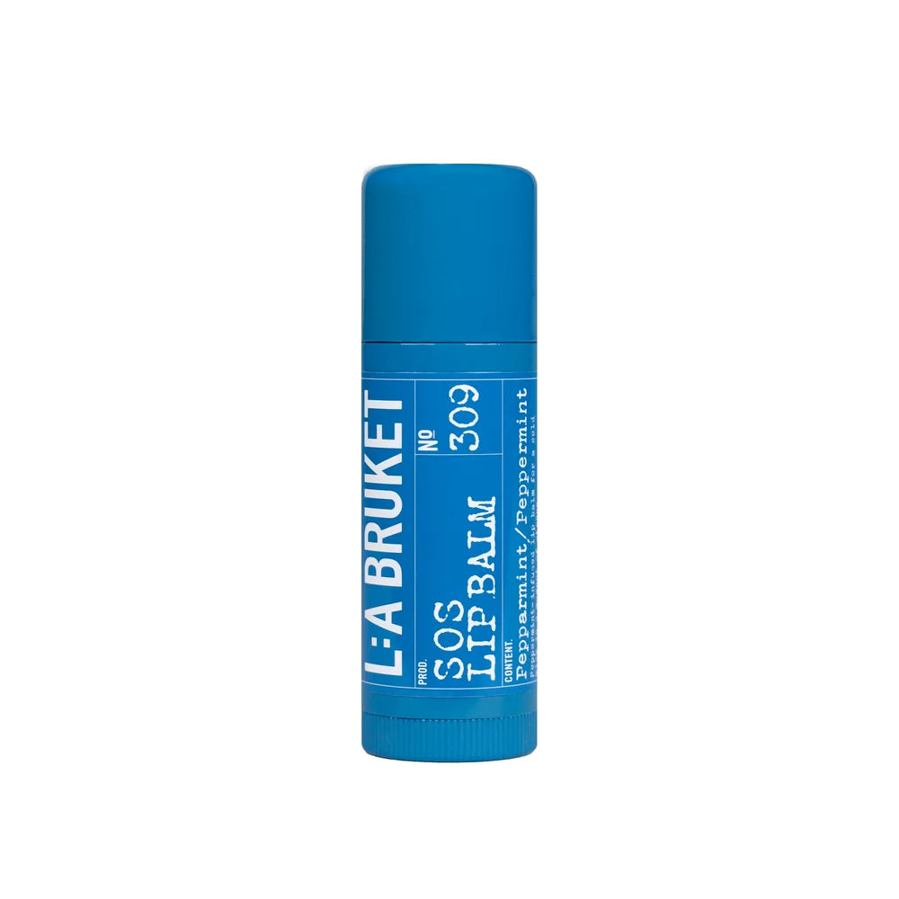 L:A Bruket 309 SOS Lip Balm Peppermint 14 g – kühlender Lippenbalsam im blauen Stick
