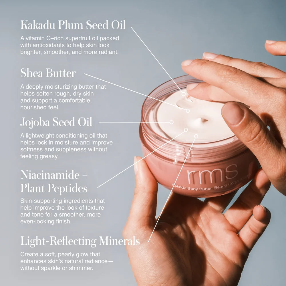 Kakadu Body Butter von RMS Beauty - Produkt geöffnet, Inhaltsstoffe