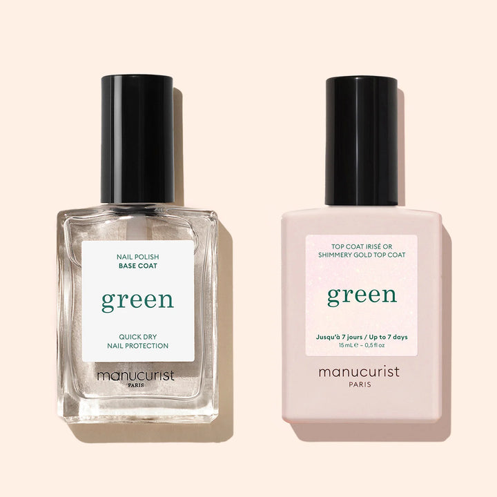 Top Coat mit Pailletten gold von Manucurist - mit Base Coat