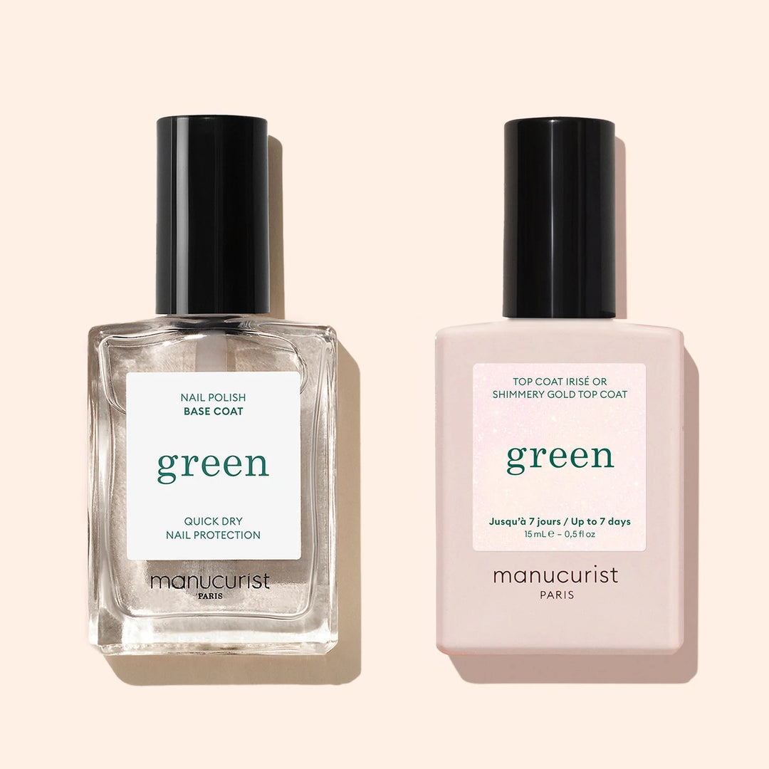 Top Coat mit Pailleten silber von Manucurist - mit Base Coat