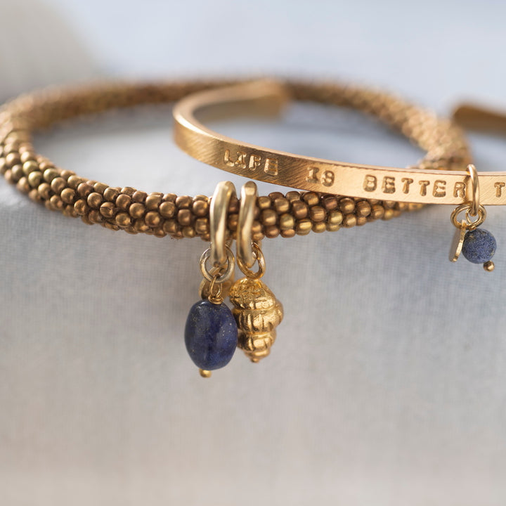 Bracelet Plaqué Or Pur Lapis Lazuli Mood