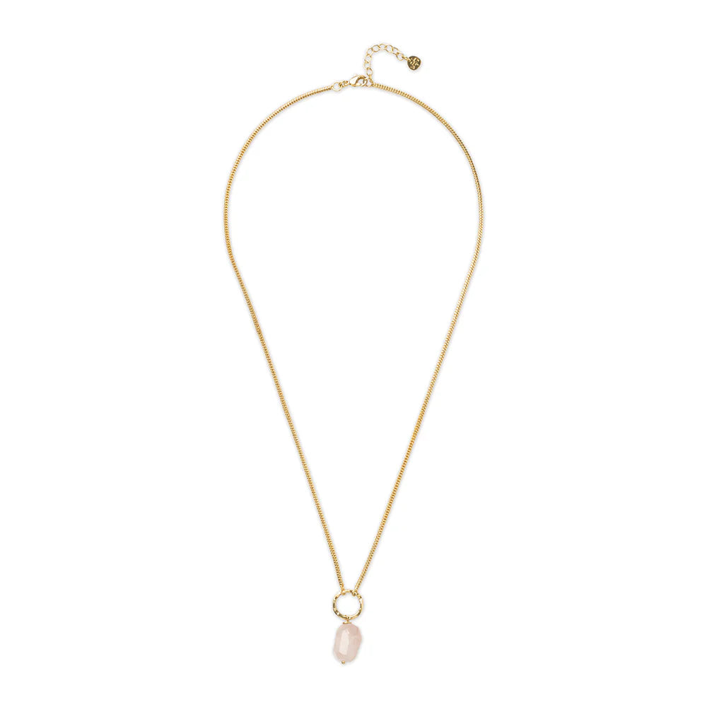 Awareness Rose Quartz Necklace von A Beautiful Story - handgefertigte Halskette mit Rosenquarz-Anhänger