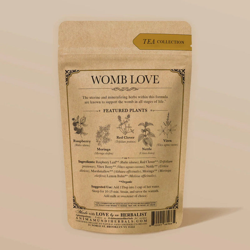 Womb Tea: Nourish + Empower Mood Packaging backside