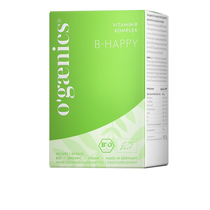 Confezione del complesso di vitamina B biologico B-Happy