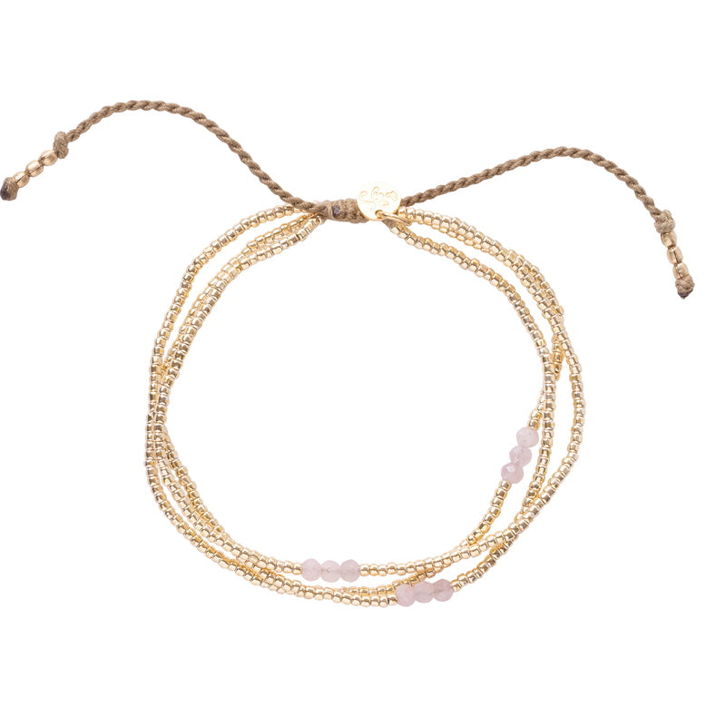 Shiny Rose Quartz Gold Colored Bracelet