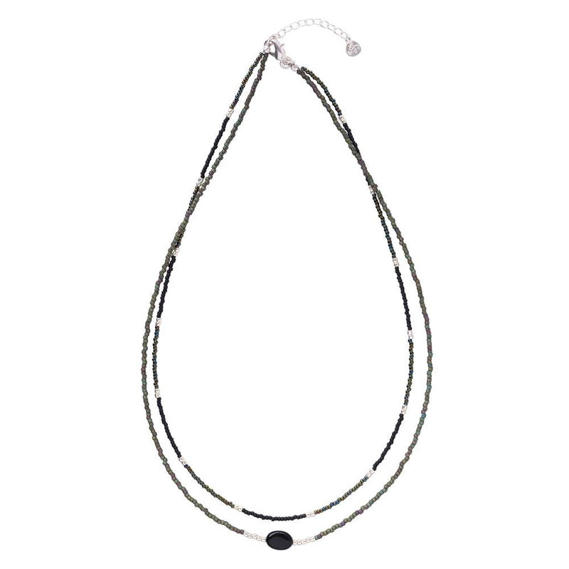 Devotion Black Onyx Silver Colored Necklace