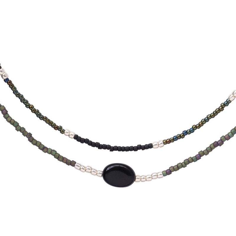 Devotion Black Onyx Silver Colored Necklace Close up
