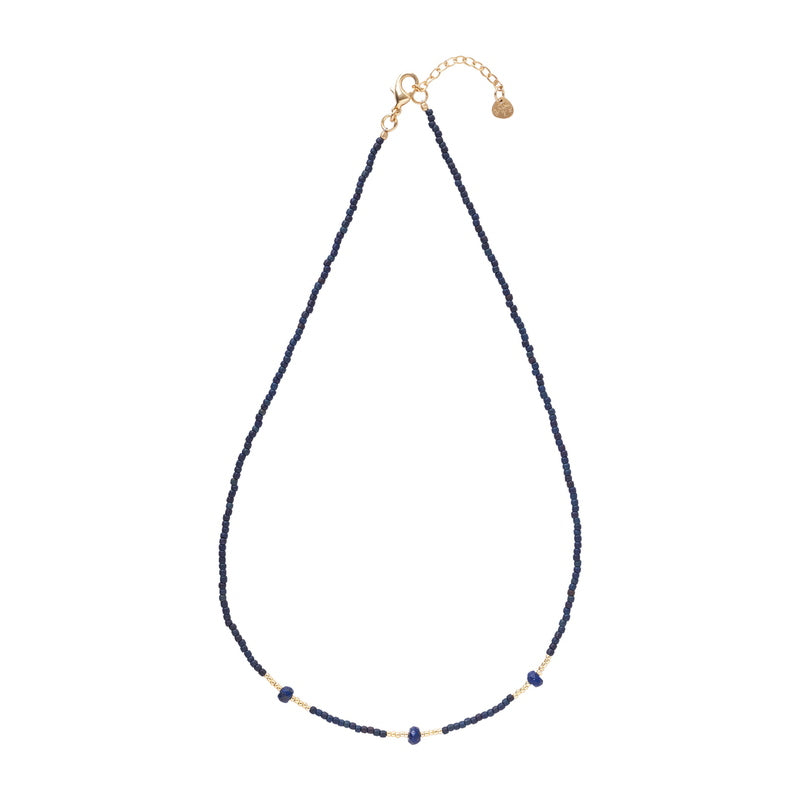 Brightly Lapis Lazuli Gold Colored Necklace