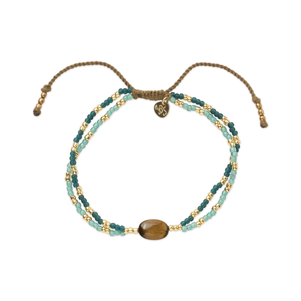 Shining Tiger Eye Bracelet von A Beautiful Story - doppelreihiges Armband mit Tigerauge und Glasperlen
