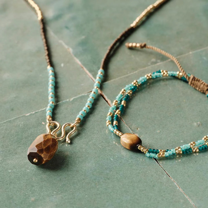 Tigerauge Armband Shining doppelreihig - nachhaltiger handgemachter Schmuck aus Nepal