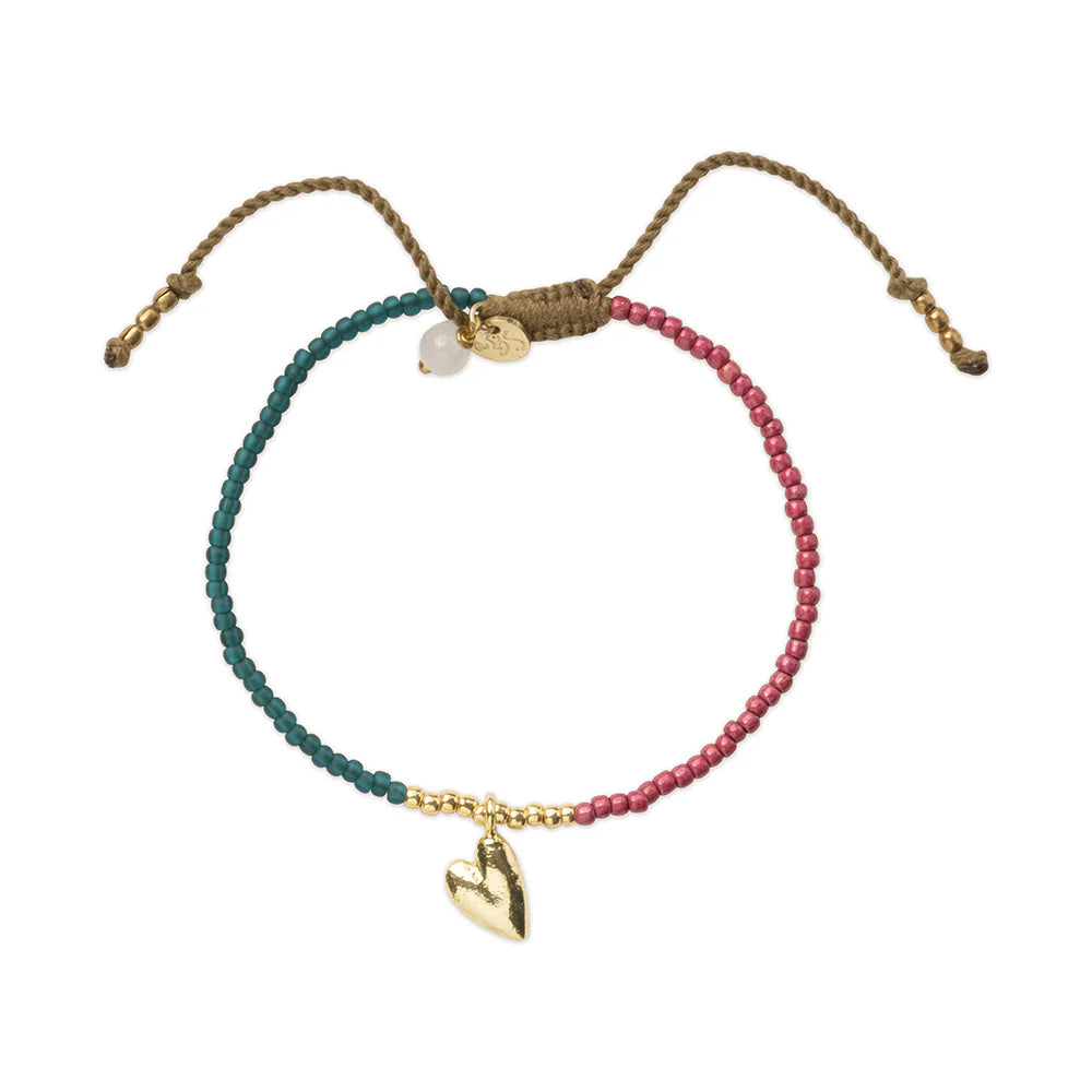 Hoping Rose Quartz Bracelet von A Beautiful Story - handgefertigtes Armband mit Rosenquarz und Herzanhänger